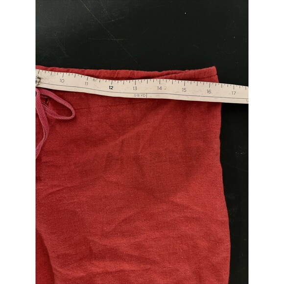 Vintage Y2K Wrapper Low Rise Linen Wide Leg Crop Pants Cargo Pedal Pusher Red‎ - Picture 12 of 16